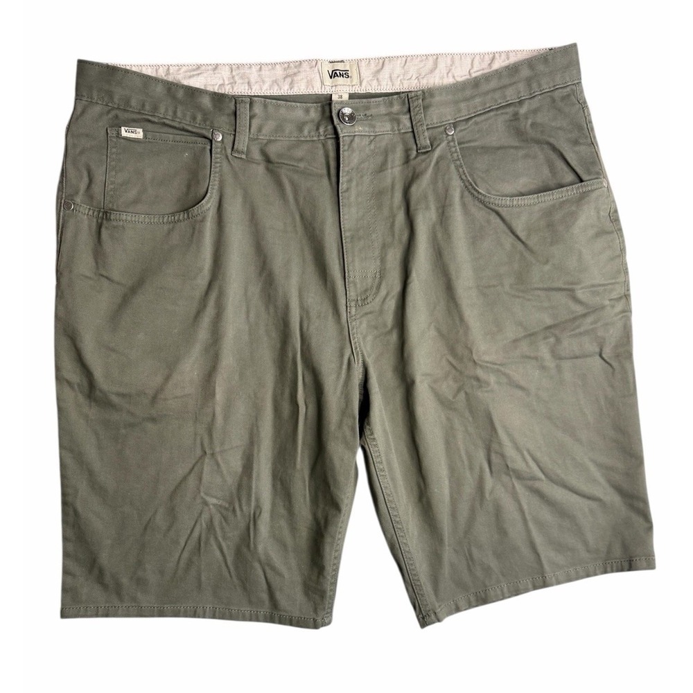 Vans‎ Olive Green Chino Shorts Mens 38 Skate Casual Flat Front 10 Inseam